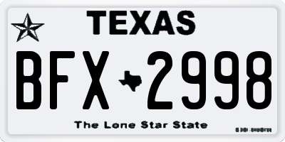 TX license plate BFX2998