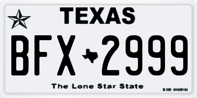 TX license plate BFX2999