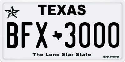 TX license plate BFX3000