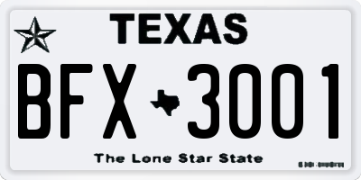 TX license plate BFX3001
