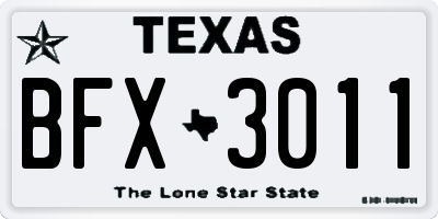 TX license plate BFX3011