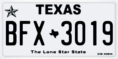 TX license plate BFX3019