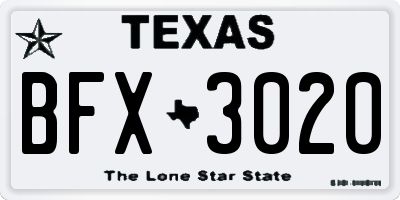 TX license plate BFX3020