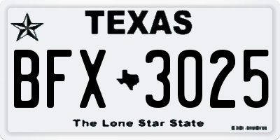 TX license plate BFX3025