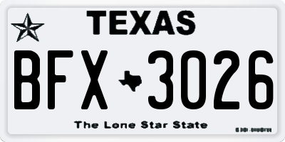 TX license plate BFX3026