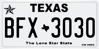 TX license plate BFX3030