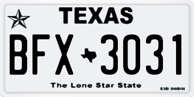 TX license plate BFX3031