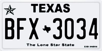 TX license plate BFX3034