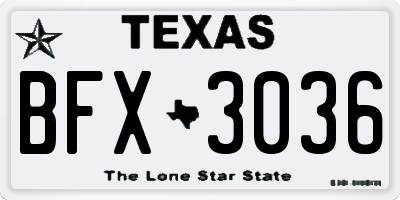 TX license plate BFX3036