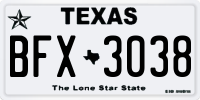 TX license plate BFX3038