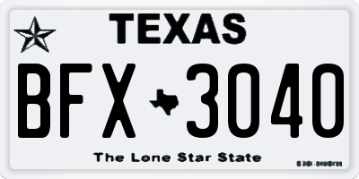 TX license plate BFX3040