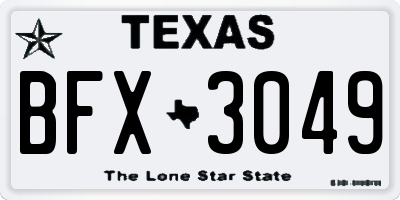 TX license plate BFX3049