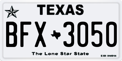 TX license plate BFX3050