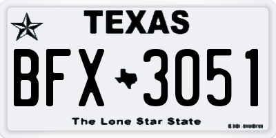 TX license plate BFX3051