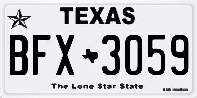 TX license plate BFX3059