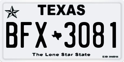 TX license plate BFX3081