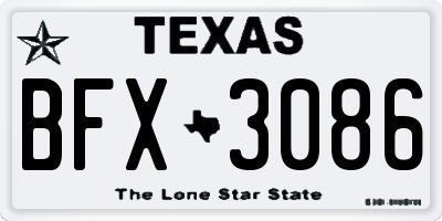 TX license plate BFX3086