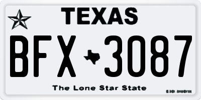 TX license plate BFX3087