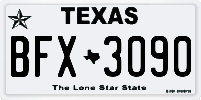 TX license plate BFX3090