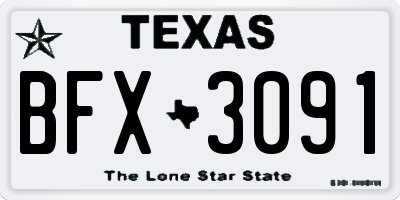 TX license plate BFX3091
