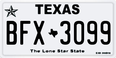 TX license plate BFX3099