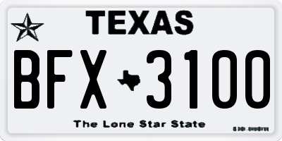 TX license plate BFX3100