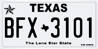 TX license plate BFX3101