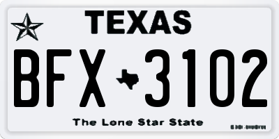 TX license plate BFX3102