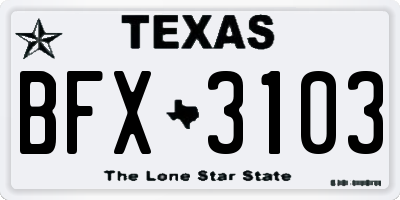 TX license plate BFX3103