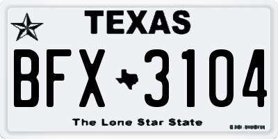 TX license plate BFX3104