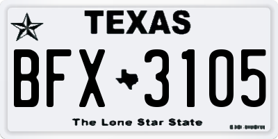 TX license plate BFX3105