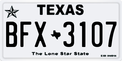 TX license plate BFX3107