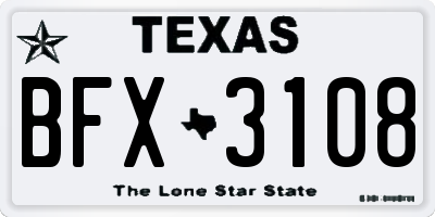 TX license plate BFX3108