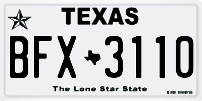 TX license plate BFX3110