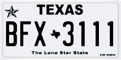 TX license plate BFX3111