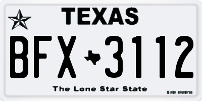 TX license plate BFX3112