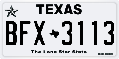 TX license plate BFX3113