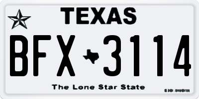 TX license plate BFX3114