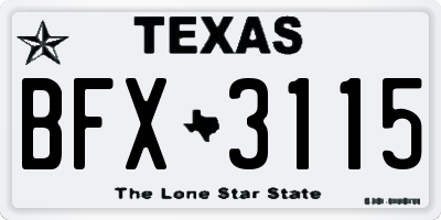 TX license plate BFX3115