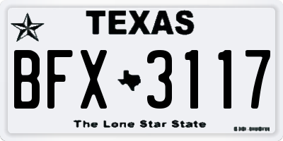 TX license plate BFX3117