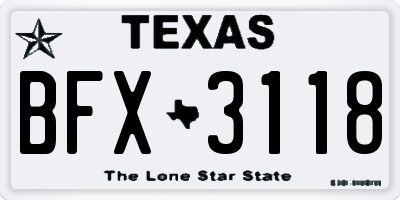 TX license plate BFX3118