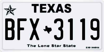 TX license plate BFX3119