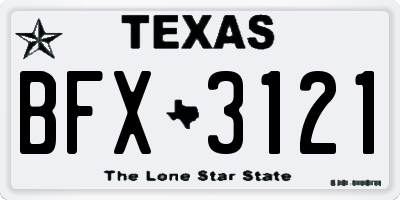 TX license plate BFX3121