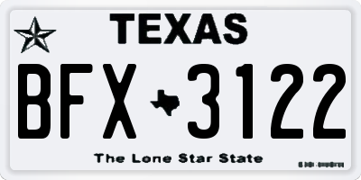 TX license plate BFX3122