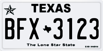 TX license plate BFX3123
