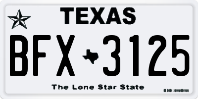 TX license plate BFX3125