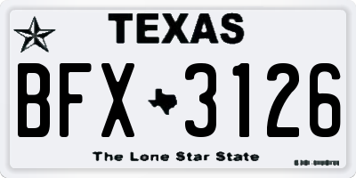 TX license plate BFX3126