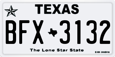 TX license plate BFX3132