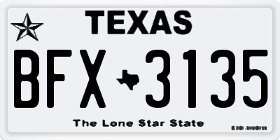 TX license plate BFX3135