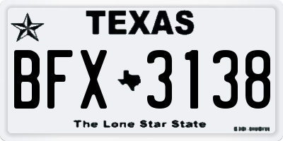 TX license plate BFX3138